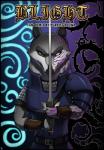 2016 anthro armello armor belt black_sclera canid canine canis clothed clothing english_text fur grey_body grey_fur infection league_of_geeks male mammal melee_weapon purpleground02 scale_armor solo sword text thane_(armello) thorns weapon white_eyes wolf yellow_eyes