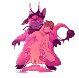 4_penises absorption_vore anthro athletic bodily_fluids breasts brown_hair cock_udder cum cumshot dicknipples dripping duo ejaculation erection female front_view genital_fluids genitals goo_transformation green_eyes hair herm horn humanoid_genitalia humanoid_penis intersex lactating looking_at_viewer male maleherm merging multi_genitalia multi_penis nightmare_fuel nude orgasm orgasm_from_transformation overbite penis penis_udders purple_sclera simple_background solo species_transformation standing tail teats transformation udders unusual_anatomy unusual_genitalia_placement unusual_penis_placement vaginal_fluids vore vulva what what_has_science_done whiskers white_background wide_stance corablue nintendo pokemon generation_2_pokemon goo_creature humanoid hybrid mammal miltank pokemon_(species) 2016 hi_res