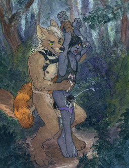 anthro anthro_on_anthro armpit_hair balls barefoot big_penis bodily_fluids body_hair bound clothed clothing crossdressing cuff_(restraint) cum cumshot dominant dominant_male duo ejaculation erection feet femboy forest genital_fluids genitals grinding handcuffs handjob harness horizontal_pupils horn hypnosis larger_male male male/male metal_cuffs mind_control nude open_mouth orgasm panties penile penis penis_size_difference plant pupils questionable_consent restraints sex shackles shirt size_difference smaller_male submissive submissive_male tank_top thigh_sex topwear tree underwear sicklyhypnos thumbscake bovid canid canine canis caprine goat mammal wolf painting_(artwork) traditional_media_(artwork) traditional_painting_(artwork) traditional_watercolor_(artwork) watercolor_(artwork)