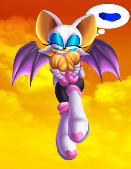 anthro armwear aroused big_breasts big_ears blue_penis bodily_fluids bodysuit boots breast_squeeze breasts clenched_teeth clothing cloud cloudy_sky daydream elbow_gloves eyelashes eyeshadow fangs female flying fondling footwear fur genitals gloves green_eyes handwear legwear makeup membrane_(anatomy) membranous_wings narrowed_eyes orange_sky penis self_fondle shoes skinsuit sky skyscape solo squeezing squint squinted_eyes sweat tan_body teeth thigh_boots thigh_highs thought_bubble tight_clothing white_body white_fur wings chimpalicious sega sonic_the_hedgehog_(series) rouge_the_bat bat mammal digital_media_(artwork) hi_res pixel_(artwork)