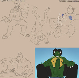 3_toes 4_fingers 4_toes 5_fingers abs anatomically_correct anatomically_correct_genitalia anatomically_correct_penis animal_genitalia animal_penis anthro arm_support balls barefoot barely_contained baseball_cap biceps biped black_eyes blue_sky bodily_fluids bottomwear bracelet claws clothed clothing cowboy_hat crossdressing cum cum_on_belly cum_on_body cum_on_hand cum_on_self cumshot devil_horns_(gesture) disembodied_hand ear_piercing ear_ring ejaculation equine_genitalia equine_penis erection eyebrows eyes_closed eyewear fangs feet fin finger_claws fingers footwear foreskin fully_clothed genital_fluids genitals gesture glans glasses green_balls green_body green_glans green_nipples green_penis green_scales green_tail grey_background grin group hair hand_gesture hat hat_only head_fin headgear headgear_only headwear headwear_only holding_penis horn humanoid_genitalia humanoid_penis jewelry looking_at_viewer male masturbation medial_ring mostly_nude multicolored_body multicolored_scales muscular muscular_anthro muscular_male navel nipple_fetish nipple_pinch nipple_play nipples nude open_mouth outside panties pants patreon_logo pecs penile penile_masturbation penis piercing pinch pose reclining ring_piercing scales sharp_teeth shirt shoes simple_background sky smile spiked_bracelet spikes standing studded_bracelet studded_jewelry studs tail teeth text tight_clothing tight_shirt tight_topwear toe_claws toes topless topwear two_tone_body two_tone_scales underwear upside_down vein veiny_penis vest white_claws white_horn yellow_body yellow_scales yellow_sclera spelunker_sal dic_entertainment mario_bros nintendo patreon super_mario_bros_super_show bowser aquatic canid canine canis dragon_koopa equid equine fish horse koopa mammal scalie shark wolf 2020 digital_media_(artwork) english_text greyscale hi_res monochrome pinup sketch sketch_page