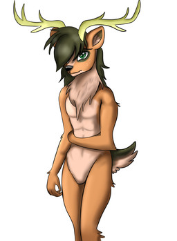abs anthro biped black_hair chest_tuft green_eyes hair hand_on_hip legs_together long_hair looking_at_viewer male nude shy simple_background solo standing tuft white_background jbond jacky_breeze deer mammal digital_media_(artwork) hi_res source_request
