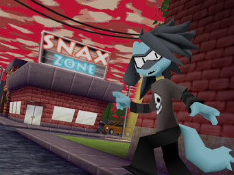 anthro black_body black_fur black_hair bottomwear clothing facial_markings fur hair head_markings humanoid_hands long_sleeve_shirt looking_back low_poly male markings mask_(marking) outdoor_background outside pants red_sky shirt skull_symbol sky solo t-shirt tail text topwear walking somesacredbird corn_kidz_64 nintendo pokemon fan_character riolu_(somesacredbird) generation_4_pokemon pokemon_(species) riolu 2025 3d_(artwork) 4:3 digital_drawing_(artwork) digital_media_(artwork) english_description english_text hi_res