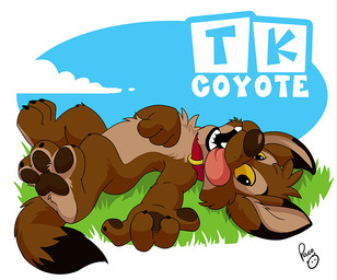 anthro blue_sky brown_body brown_fur brown_nose brown_pawpads cheek_tuft chest_tuft cloud collar dipstick_tail facial_tuft fangs fur glistening glistening_eyes grass head_tuft looking_at_viewer lying male markings nude on_back open_mouth pawpads plant red_collar red_tongue sky solo tail tail_markings teeth tongue tongue_out tuft yellow_eyes young young_anthro young_male pandapaco canid canine mammal