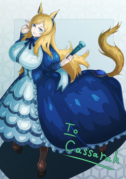 big_breasts blonde_hair blue_eyes breasts brown_body brown_fur clothed clothed_taur clothing dress female frilly frilly_clothing fur hair holding_fan holding_object hooves horse_ears horse_tail long_dress looking_at_viewer noblewoman ribbons simple_background smile smiling_at_viewer smirk smirking_at_viewer solo standing hkdd99 european_mythology greek_mythology mythology estelle_bellegarde centaur equid equid_taur humanoid_taur mammal mammal_taur taur absurd_res hi_res