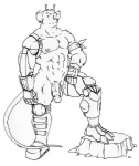 abs animal_genitalia antennae_(anatomy) anthro armor balls biceps biped dot_eyes ear_piercing ear_ring erection eye_patch eyewear fur genitals male muscular muscular_anthro muscular_male nipples nude pecs penis piercing presenting prosthetic prosthetic_arm prosthetic_limb ring_piercing sheath simple_eyes solo standing tree_stump vein veiny_penis unknown_artist biker_mice_from_mars modo_(bmfm) alien mammal mouse murid murine rodent low_res monochrome sketch