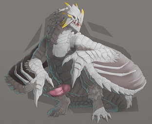 biped bipedal_feral feral genitals grey_body knot male penis solo wings levo capcom monster_hunter flying_wyvern gravios