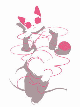 ambiguous_gender anthro ball_of_yarn belly breasts entangled eyelashes featureless_breasts featureless_crotch fur legs_together lying navel negative_space nude on_back paw_pose pawpads pink_eyes pink_inner_ear pink_nose pose shadow simple_background solo white_body white_fur yarn mangodaiz domestic_cat felid feline felis mammal 3:4 absurd_res hi_res restricted_palette