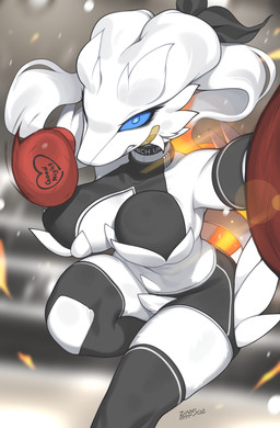 anthro big_breasts biped breasts clothed clothed_anthro clothed_female clothing female female_anthro front_view fur gloves handwear looking_at_viewer mature_female pokemorph solo standing tail teeth zinfyu nintendo pokemon generation_5_pokemon legendary_pokemon pokemon_(species) reshiram 2025 absurd_res digital_drawing_(artwork) digital_media_(artwork) hi_res