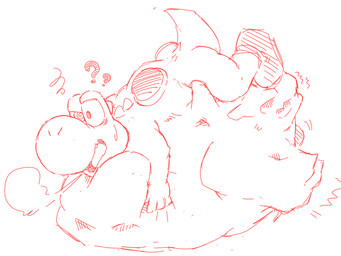 4_fingers ambiguous_anthro ambiguous_feral ambiguous_gender ambiguous_pred ambiguous_prey anthro anthro_pred ass_up belly belly_squish big_nose biped bipedal_feral burp_cloud burping clothing cloud_emanata confusion emanata face_imprint feral feral_prey fingers footwear footwear_only fully_inside hand_imprint hand_on_belly hand_on_own_belly head_ridge high-angle_view imprint larger_ambiguous larger_feral lying lying_on_ground monotone_background mostly_nude mostly_nude_ambiguous mostly_nude_anthro motion_lines on_front on_ground one_eye_half-closed open_mouth oral_vore question_mark raised_tail resting_on_belly round_nose semi-anthro shoes shoes_only short_tail simple_background size_difference smaller_ambiguous smaller_anthro smaller_pred soft_vore solo spiral spiral_eyes squish stretchy_bulge struggling struggling_prey tail tapering_tail three-quarter_view unseen_prey vore white_background sabamiso_(sabamasasix) mario_bros mythology nintendo pokemon charizard dinosaur dragon generation_1_pokemon mythological_creature mythological_scalie pokemon_(species) prehistoric_species reptile scalie yoshi 2021 4:3 digital_drawing_(artwork) digital_media_(artwork) full-length_portrait guide_lines hi_res japanese_description monochrome portrait red_and_white sketch