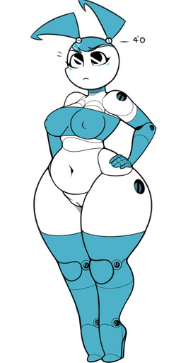 angry belly blush bottomless breasts cleavage clothed clothing curvy_figure deep_navel eyelashes female footwear front_view frown genitals hair hands_on_hips high_heels joints looking_up machine navel nipple_outline nipples not_furry partially_clothed potbelly shoes shortstack shortstack_female simple_background slightly_chubby small_waist solo standing thick_thighs topwear tube_top voluptuous voluptuous_female voluptuous_humanoid vulva white_background wide_hips zetaskully my_life_as_a_teenage_robot nickelodeon jenny_wakeman android humanoid robot robot_humanoid 2019 digital_media_(artwork) hi_res