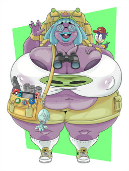 anthro backpack bag belly big_breasts big_butt binoculars blue_hair bottomwear breasts butt clothing dildo erect_nipples eyewear fake_antennae female footwear gesture glasses green_bottomwear green_clothing green_shorts hair happy huge_breasts huge_butt hyper hyper_breasts keychain navel nipples obese open_mouth overweight pokeball pseudo_hair sagging_breasts satchel sex_toy shirt shoes shorts sneakers solo spiral_glasses standing tentacle_hair tentacles thick_thighs topwear waving white_clothing white_shirt white_topwear wide_hips yellow_bottomwear yellow_clothing nintendo nintendo_switch pokemon maria_roswell_(ms) alien blipbug deoxys elgyem generation_3_pokemon generation_5_pokemon generation_7_pokemon generation_8_pokemon hybrid legendary_pokemon mareanie pokemon_(species) absurd_res full-length_portrait hi_res portrait