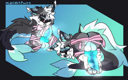 animal_genitalia animal_penis anthro anus arms_in_front arms_tied_behind_back ass_up balls balls_focus bdsm bell bell_collar big_penis big_tail blue_background blue_body blue_butt blue_eyes blue_fur blue_inner_ear_fluff blue_penis blush blush_lines bondage bound bow_ribbon butt butt_focus canine_genitalia canine_penis collar ear_blush ear_tuft erection eyes_closed fish_tail fluffy fluffy_hair fluffy_tail flustered fur genital_focus genitals gift_wrapped glistening glistening_genitalia glistening_penis gradient_background gradient_tail grey_body grey_fur grey_hair hair hands_behind_back inner_ear_fluff kneeling kneeling_on_ground knot knotted_penis looking_at_viewer looking_back looking_up lying lying_on_ground machine male markings multicolored_body multicolored_fur multiple_angles multiple_poses musk musky_balls musky_penis neck_tuft on_front on_ground pawpads penis penis_backwards penis_focus pose presenting presenting_hindquarters restrained restrained_arms restrained_legs ribbon_bondage ribbons screen screen_face simple_background snout_tied solo spots spotted_body spotted_fur spotted_markings tail text tuft visor white_body white_fur white_hair wrapped_arms wrapped_legs wrapped_up midnightpurrs protogen artist_name hi_res