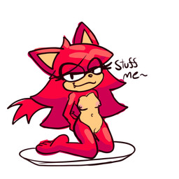 anthro areola breasts dialogue eyelashes fangs female genitals hair long_hair looking_at_viewer navel nipples nude plate red_hair solo tail teeth text vulva sussytomato sega sonic_the_hedgehog_(series) lindsey_(sussytomato) domestic_cat felid feline felis mammal 1:1 english_text hi_res