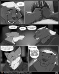 4:5 anthro badger canid canine carl_(misterstallion) clothed clothing comic dialogue duo english_text eye_contact eyebrows fox fur greyscale grin hand_holding hi_res honey_badger looking_at_another love male male/male mammal misterstallion monochrome mustelid musteline open_mouth open_smile romantic romantic_ambiance smile speech_bubble text url william_(misterstallion)