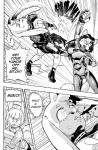 2018 action_pose anthro breasts canid canine clothed clothing comic cookie_(furryfight_chronicles) daigaijin dialogue english_text exclamation_point female fox furryfight_chronicles hi_res jumpsuit kalita_(furryfight_chronicles) lagomorph leporid mammal monochrome muko pose profanity rabbit rodent sciurid text tree_squirrel zipper zipper_jumpsuit