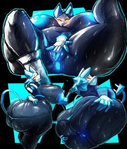 anthro anus areola big_breasts big_butt bodily_fluids breasts butt empty_eyes female fingering fingering_self floating_hands genitals glowing glowing_eyes huge_breasts huge_butt hyper hyper_breasts hyper_butt lying machine masturbation nipples on_back slightly_chubby slightly_chubby_female solo sweat sweaty_body tail thick_thighs vulva wide_hips yellow_eyes nemiyakii deltarune undertale_(series) tasque_manager android darkner felid feline mammal robot absurd_res hi_res