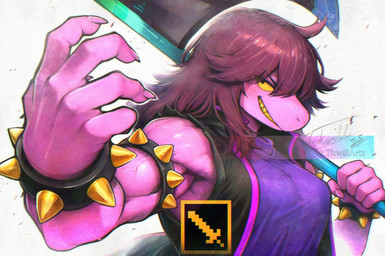 anthro armband axe battle_axe biceps bracelet breasts brown_hair clothed clothed_anthro clothed_female clothing female foreshortening freckled_face freckles fully_clothed fully_clothed_anthro fully_clothed_female grin hair hair_over_eye holding_axe holding_object jewelry muscular muscular_anthro muscular_female pose purple_body purple_clothing purple_scales scales shirt smile solo spiked_armband spiked_bracelet spikes teeth topwear vest yellow_eyes yellow_teeth thwillartz deltarune undertale_(series) susie_(deltarune) reptile scalie bust_portrait hi_res portrait