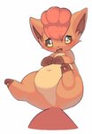 ambiguous_gender belly big_belly blush countershade_belly countershading embarrassed featureless_crotch feral lying navel on_back open_mouth pawpads paws solo xmu nintendo pokemon generation_1_pokemon pokemon_(species) vulpix 2021 hi_res