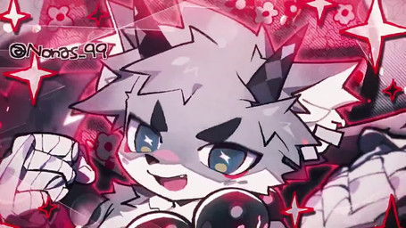 2_horns anthro biped blinking blue_eyes clothing cute_fangs ear_piercing ear_ring fangs floral_background flower fur gloves grey_body grey_fur handwear horn kemono male open_mouth piercing plant ring_piercing solo star star_eyes teeth k_szk nonas_99 felid mammal pantherine snow_leopard 16:9 2025 2d_animation animated high_framerate no_sound short_playtime video widescreen
