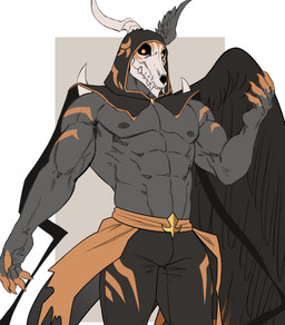 5_fingers abs anthro biceps biped black_body black_feathers bone claws feathers fingers grey_nipples hood humanoid_hands male muscular muscular_anthro muscular_male nipples pecs skull skull_head solo amon-sydonai vassago_(amon-sydonai) demon 2023 colored hi_res