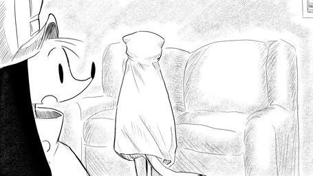 anthro boots cloak clothing duo female footwear furniture hat headgear headwear looking_away looking_back male military_uniform shoes sofa standing uniform dragonweirdo puck_(dragonweirdo) tula_(dragonweirdo) canid canine canis domestic_dog domestic_ferret mammal mustelid musteline true_musteline weasel 16:9 hi_res monochrome widescreen