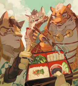 anthro asian_clothing barazoku chinese_clothing clothing east_asian_clothing jewelry kemono kisenoi male necklace stripes nekojishi studio_klondike likulau lin_hu shu-chi felid feline leopard leopard_cat mammal pantherine prionailurus tiger hi_res