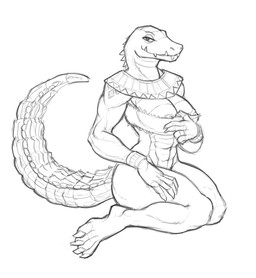 abs anthro big_breasts bra bracelet breasts butt claws clothing fangs female hand_on_leg hand_on_thigh holding_bra holding_clothing holding_object holding_underwear jewelry kneeling looking_at_viewer looking_away mostly_nude muscular muscular_female nipple_slip nipples overbite scales solo teeth thick_thighs toe_claws underbite underwear lakeslug reina_(risqueraptor) crocodile crocodilian reptile scalie 2020 absurd_res hi_res monochrome