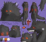 ankeiduynn anthro claws ear_piercing ear_ring glowing glowing_eyes glowing_markings grin male markings piercing ring_piercing sharp_teeth showing_teeth smile solo teeth tongue tongue_out oakfinch canid canine canis hybrid mammal wolf colored digital_drawing_(artwork) digital_media_(artwork) hi_res model_sheet shaded signature