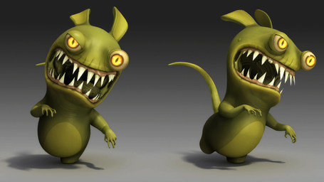 5_fingers ambiguous_anthro ambiguous_gender anthro arms_bent brown_gums featureless_legs fingers front_view gradient_background green_body green_skin green_tail grey_background gums lidded_eyes light long_ears long_tail no_eyebrows noseless on_one_leg open_mouth pupils sharp_teeth short_legs simple_background slit_pupils solo standing tail tan_sclera teeth turnaround yellow_eyes guillaume_arvieu attack_of_the_killer_rabbids_from_outer_space raving_rabbids rayman_(series) ubisoft killer_freak lagomorph mammal rabbid 2010 3d_(artwork) colored digital_media_(artwork) hi_res lighting official_art shaded