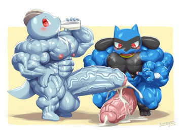 abs anthro balls biceps big_muscles big_penis blush bodily_fluids container cum cum_drip cup deltoids drinking_glass drinking_milk dripping dripping_milk dripping_penis drooling duo foreskin genital_fluids genitals glass glass_container glass_cup huge_muscles huge_penis hyper hyper_genitalia hyper_muscles hyper_penis leaking_cum leaking_penis male male/male muscular muscular_arms muscular_thighs nipples pecs penis saliva shortstack swolestack triceps vein veiny_balls veiny_muscles veiny_penis kurogon nintendo pokemon generation_1_pokemon generation_4_pokemon humanoid machop pokemon_(species) riolu 2025 hi_res