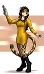 anthro boots breasts brown_eyes brown_hair clothing digitigrade eyebrows eyelashes female footwear fur hair inner_ear_fluff laser_gun long_hair looking_at_viewer phaser ranged_weapon shoes solo starfleet_uniform tan_body tan_fur tuft uniform weapon mykegreywolf star_trek felid jaguar mammal pantherine 2022 absurd_res hi_res