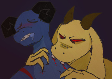 anthro bite blood blood_sucking bodily_fluids drooling duo female female/female neck_bite saliva hecklinghecker kobold lizard reptile scalie vampire