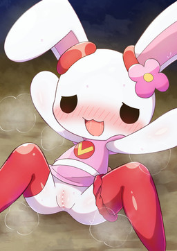 anthro black_eyes blush bodily_fluids bottomless bottomless_female bottomwear censored_genitalia clitoris clothed clothing dripping female flower_on_head fur genital_fluids genitals heart_eyes heart_symbol loli pink_bottomwear pink_clothing pink_shirt pink_skirt pink_topwear saliva shirt skirt solo topwear vaginal_fluid_drip vaginal_fluids vulva white_body white_fur young young_anthro young_female lucky777 sweet_valerian valerian_(sweet_valerian) lagomorph leporid mammal rabbit 2026 absurd_res censored hi_res