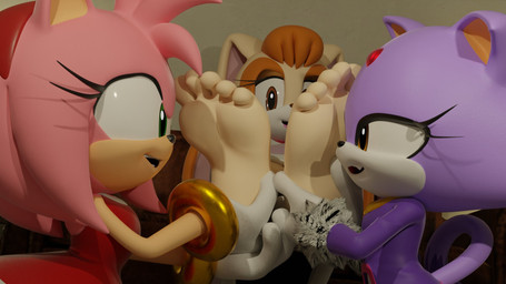 5_toes anthro crossed_legs feet female female/female foot_focus group hand_on_foot holding_feet humanoid_feet pink_body plantigrade purple_body sitting tan_body toes trio livevil027 sega sonic_the_hedgehog_(series) amy_rose blaze_the_cat vanilla_the_rabbit eulipotyphlan felid feline hedgehog lagomorph leporid mammal rabbit 16:9 3d_(artwork) digital_media_(artwork) hi_res widescreen