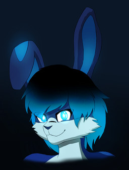 anthro artimeises fur glowing male multicolored_body multicolored_fur humanoid lagomorph leporid mammal rabbit hi_res