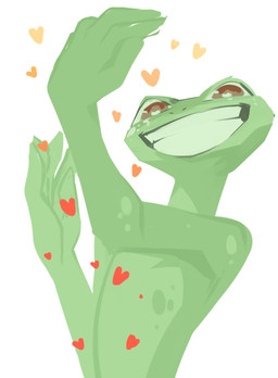 ambiguous_gender anthro brown_eyes green_body green_sclera green_skin green_teeth grin heart_symbol looking_at_viewer nude simple_background smile solo teeth unsigned white_background corzh77 amphibian frog absurd_res half-length_portrait hi_res portrait