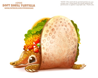 ambiguous_gender big_eyes black_eyes brown_body brown_scales claws feral food fruit humor lettuce looking_at_viewer lying nude plant pun scales simple_background solo taco text tomato tortilla vegetable visual_pun white_background yellow_body yellow_scales piper_thibodeau food_creature reptile scalie softshell_turtle turtle 2019 digital_media_(artwork) digital_painting_(artwork) english_text painting_(artwork) url