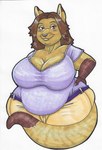 anthro belly belly_overhang big_belly big_breasts breasts female mature_female overweight overweight_anthro overweight_female smile solo thick_thighs wide_hips ashwolves5 kangaroo macropod mammal marsupial absurd_res hi_res traditional_media_(artwork)