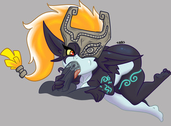 black_body bodily_fluids breasts butt clothing duo fellatio female fused_shadow genitals hair headgear headwear male male/female mask oral orange_hair penile penis red_eyes saliva sex tibbs nintendo the_legend_of_zelda twilight_princess midna imp twili hi_res