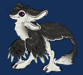 3_fingers 3_toes 4_ears alternate_species ambiguous_feral ambiguous_gender big_eyes biped bipedal_feral black_body black_claws black_feathers black_finger_claws black_fur black_sclera black_toe_claws black_wings chest_tuft chibi claws countershading digitigrade emanata feathered_wings feathers feet feral feralized finger_claws fingers fluffy fur glistening glistening_body glistening_eyes hair inner_ear_fluff looking_at_viewer mouth_closed multi_ear multicolored_body nude outline purple_eyes side_view simple_background solo standing tail tail_tuft text thick_tail toe_claws toes transparent_background tuft tufted_fur white_body white_feathers white_fur white_inner_ear white_tail wide_eyed winged_arms wings kestrel_(artist) fyr_(fenrir784) avali avian bird dinosaur dromaeosaurid hybrid prehistoric_species reptile saurischian scalie theropod 2026 alpha_channel artist_name colored digital_drawing_(artwork) digital_media_(artwork) english_text full-length_portrait portrait shaded signature simple_shading sketch