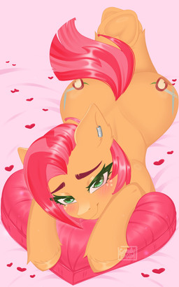 aged_up blush blush_lines ear_piercing ear_ring eyelashes female feral freckled_face freckles glistening glistening_eyes green_eyes hair holidays jewelry long_eyelashes looking_at_viewer mane piercing pose red_hair red_mane ring_piercing seductive smile solo candybun friendship_is_magic hasbro my_little_pony valentine's_day babs_seed_(mlp) earth_pony equid equine horse mammal pony absurd_res hi_res