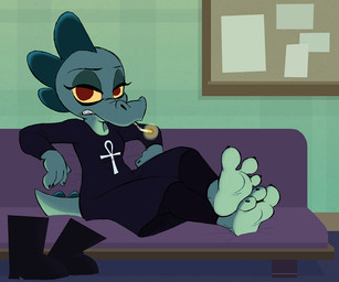 3_toes ankh anthro barefoot biped boots boots_removed cigarette claws clothed clothing countershade_feet countershading dress feet female foot_focus footwear furniture half-closed_eyes hindpaw humanoid_feet inside looking_at_viewer narrowed_eyes no_socks paws plantigrade red_eyes shoes shoes_removed smoking sofa soles solo toe_claws toes hotbrotkuroi night_in_the_woods bea_santello alligator alligatorid crocodile crocodilian reptile scalie 2017