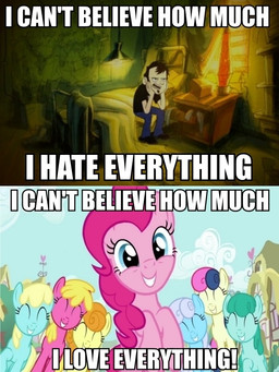 caption female feral group happy humor male solo text unknown_artist dan_vs. friendship_is_magic hasbro my_little_pony dan_(dan_vs.) pinkie_pie_(mlp) earth_pony equid equine horse human mammal pony 3:4 english_text multiple_images