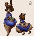 anthro anus big_butt bodily_fluids butt crouching femboy male markings solo spots spotted_body sweat sweaty_butt thick_thighs unknown_artist tyke_(tykeus) lagomorph leporid mammal rabbit absurd_res hi_res