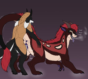 anthro anthro_on_feral anus bestiality bodily_fluids breath cum cum_in_vagina cum_inside duo female feral fur genital_fluids genitals holding_hips looking_pleasured male male/female male_on_feral male_penetrating open_mouth panting pawpads penetration sex tail tail_over_shoulder tail_tuft tongue tongue_out tuft vaginal vaginal_penetration vulva karnator mythology kaji_(karnator) chimera dragon felkin furred_dragon furred_scalie hybrid mythological_creature mythological_scalie scalie hi_res