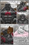 anthro anthro_on_anthro bear clothing comic dialogue dominant dominant_male duo english_text felid frostbite_(rubberbuns) hi_res latex lion male male/male mammal master_buns mind_control multiple_scenes muscular muscular_male pantherine polar_bear ringed_eyes rubberbuns smile solo speech_bubble submissive submissive_male text tongue tongue_out ursine wildfire_(rubberbuns)