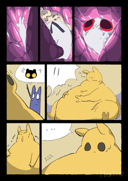 >_< ambiguous_feral ambiguous_gender ambiguous_pred ambiguous_prey big_eyes blue_body bodily_fluids brown_eyes ellipsis exclamation_point eyes_closed feral feral_pred feral_prey food_in_stomach fully_inside glowing glowing_body group inside_stomach internal larger_ambiguous larger_feral larger_pred looking_at_another oral_vore overweight overweight_ambiguous overweight_feral red_eyes sitting size_difference smaller_ambiguous smaller_feral soft_vore speech_bubble sweat sweatdrop trio vore white_body white_eyes yellow_body misoden rain_world videocult gourmand_(rain_world) lantern_mouse_(rain_world) mammal rodent slugcat 2023 absurd_res colored comic digital_media_(artwork) hi_res pictographics right_to_left signature