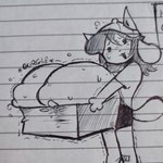 anthro big_breasts blush bodily_fluids box breasts container distressed female female_anthro heavy_breasts huge_breasts lactating looking_at_viewer milk shaking solo sweat tits_in_a_box trembling nucr4r undertale undertale_(series) temmie_(undertale) tem 1:1 absurd_res hi_res