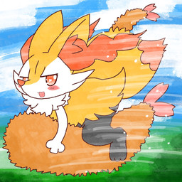 ambiguous_anthro ambiguous_gender anthro biped blush blush_stickers cloud cute_fangs detailed_background digitigrade dipstick_tail fangs food grass looking_at_viewer lying markings object_in_tail on_front open_:3 open_mouth open_smile outside plant riding shrimp_(food) side_view sky smile snout solo tail tail_markings teeth annyui0611 nintendo pokemon braixen canid generation_6_pokemon mammal pokemon_(species) 1:1 2022 digital_drawing_(artwork) digital_media_(artwork) full-length_portrait hi_res japanese_description portrait translated_description